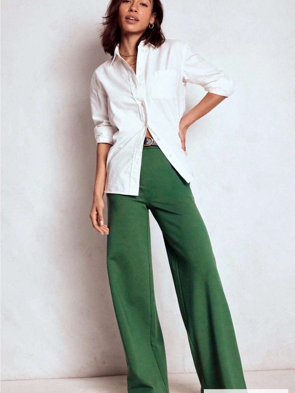 Boden Belgravia Ponte Wide-Leg Dress Pants - Hunter Green size 12 Tall